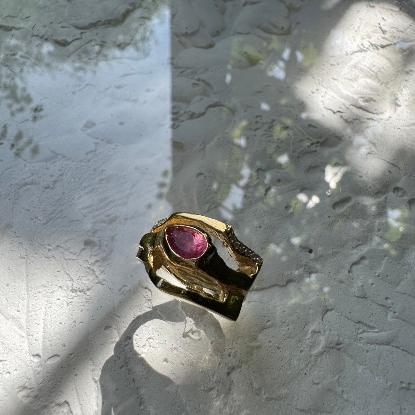 PINK PEAR TOURMALINE & MOISSANITES